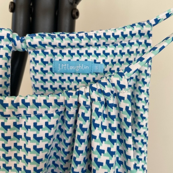 J. McLaughlin Dress Womens Sz Scatalina cloth‎ Built In Bra Halter Nylon Blue - Picture 8 of 10